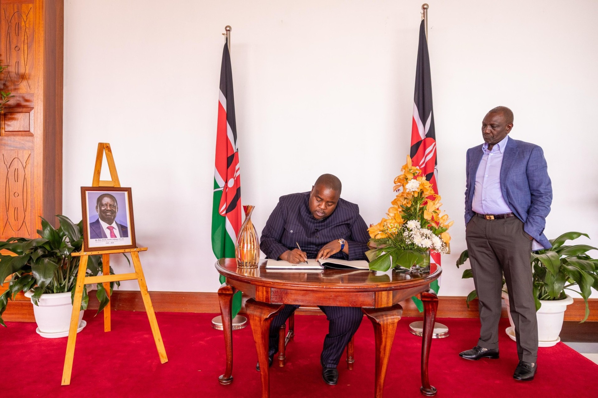 Signing the condolence book for H.E. Raila Odinga · State House, Nairobi